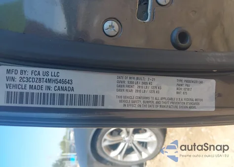 2021 Dodge Challenger R/T z USA, uszkodzony, nr VIN 2C3CDZBT4MH546643